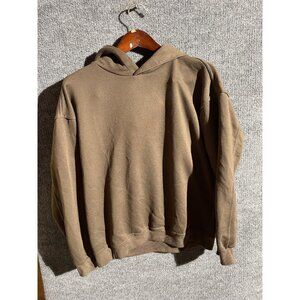 Dazy Hoodie Sweatshirt Womens Large Brown Fleece Pullover Solid Basic Loungewear